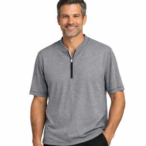 Lands’ End XL Gray Stripe Quarter Zip Performance Tee Gorpcore Casual